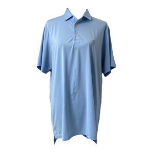 Men’s Large Polo Shirt  Draddy Sport Blue Solid Short Sleeve